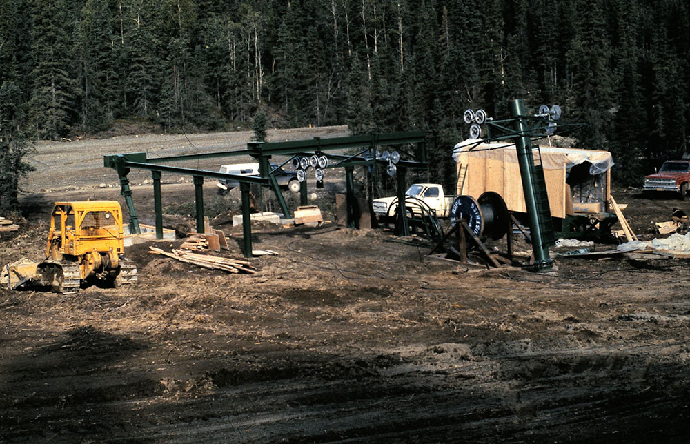 Historical photo - construction of lift